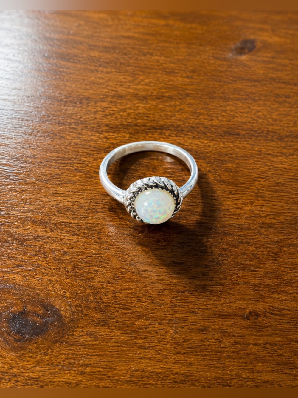 Iridescent Opal Resin Cabochon Ring Size 7 1/2